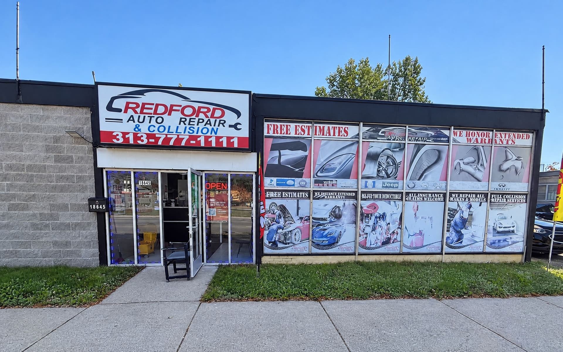Redford Auto Repair and Collision storefront at 18645 W 8 Mile Rd, Detroit